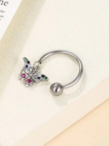 1入簡約316l不銹鋼花形心形蝴蝶結圓形星形吊墜風扇形穿刺乳頭環,女生約會禮物 - 彩色 - 查看 13