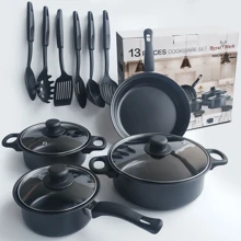 Nonstick Pots And Pans Set, 13-Piece Cookware Set, Induction Cookware, Saute Pans, Stackable Cooking Pots - Black - View 1