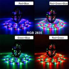 1入組5m-10m Rgb Led燈條smd 2835 225/450 Led柔性發光二極管,帶有3鍵控制器,適用於臥室、客廳、電視、電腦、家居裝飾(不含包裝盒) - 三色(紅綠藍) - 查看 4