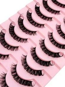 Asiteo 10 Pairs D Curl False Eyelashes, Russian Style DD Curl Faux Mink Lashes, Reusable, Fluffy & Natural, Thick & Soft, Eyelash Extension - 黑色 - 查看 5