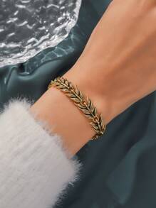 1 件金属链镂空麦穗设计个性化精致朋克女士手链 - 麥穗手鍊 - 查看 2