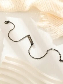 1 件定制雕刻空心柱状名字手链，送给女朋友的个性化文字手链，送给他的情侣手链礼物，圣诞节礼物，母亲节礼物 - 黑色 - 查看 6