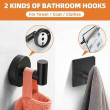 5pcs Stainless Steel Bathroom Hardware Set With Drilling Installation, Including Towel Rail, Toilet Paper Holder, Towel Rack And Bathroom Towel Bar, Easy To Install And Suitable For Combination, Space-Saving Design, Multicolor Optional, Modern Minimalist Style - Black - View 8