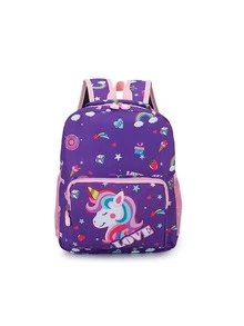 彩虹小馬背包2023新潮流返校時尚復古簡約百搭單肩包 - 紫色 - 查看 2