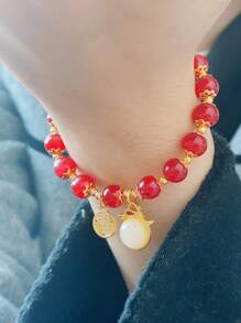 1條2024年龍年生肖手鍊,有餃子和龍的裝飾,仿綠色寶石珠子,適合女性日常佩戴或新年節日儀式 - 993- 餃子龍綠珠子款 - 查看 9