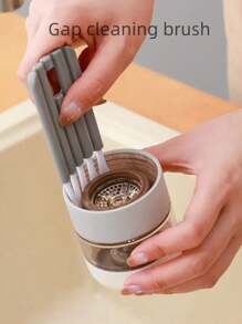 可彎曲的杯蓋刷,用於牛奶瓶、隔熱杯、槽和間隙的多功能清潔刷 - 白色 - 查看 3