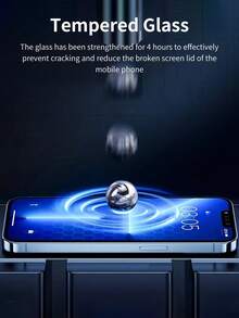 Smorss 2 Pcs Silk Screen Black Edge Tempered Film Screen Protector Compatible With Iphone 15/15 Plus/15 Pro/ 15 Pro Max Transparent Glass Case Film Super HD High Quality 9H Hardness Coverage Protection Tempered Glass Protective - White - View 3