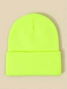 1 Miếng Không giới tính Mùa thu & Mùa Đông Đàn hồi Mũ đan , Hip-hop Phong cách , Bông tuyết Dệt kim Mũ lưỡi trai , Ấm áp Mũ Beanies , Y2K Phong cách - Màu vàng - Xem 2