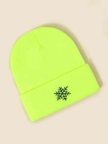 1 Miếng Không giới tính Mùa thu & Mùa Đông Đàn hồi Mũ đan , Hip-hop Phong cách , Bông tuyết Dệt kim Mũ lưỡi trai , Ấm áp Mũ Beanies , Y2K Phong cách - Màu vàng - Xem 3