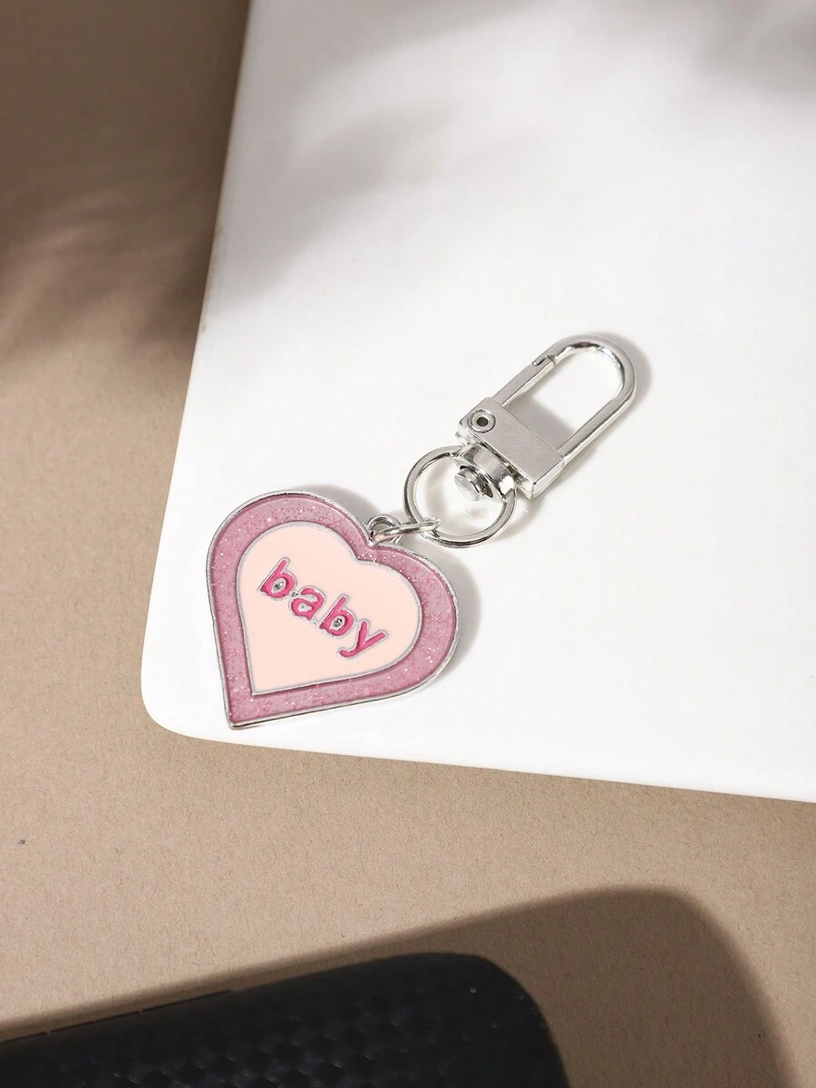 1pc Fashionable Hip Hop Alloy Baby Heart Keychain Bag Ornament Suitable For Ladies' Daily Use - Pink - View 1