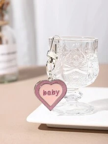 1pc Fashionable Hip Hop Alloy Baby Heart Keychain Bag Ornament Suitable For Ladies' Daily Use - Pink - View 6