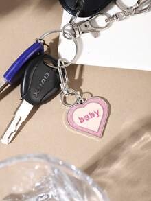 1pc Fashionable Hip Hop Alloy Baby Heart Keychain Bag Ornament Suitable For Ladies' Daily Use - Pink - View 4