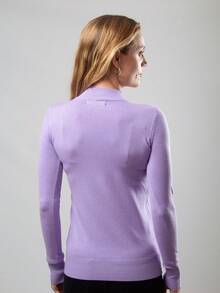 Shopilinc Women's Round Neck Sweater With Neck Strip - Màu Lilac Tím - Xem 3