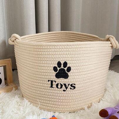 1 giỏ đan đựng đồ dùng cho thú cưng và đồ dùng gia đình, đựng quần áo, đồ chơi và phụ kiện