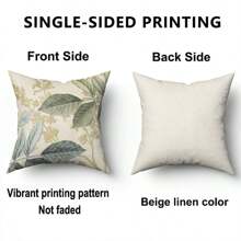 1 Pieza Funda De Almohada Con Estampado De Hojas Sin Relleno, Funda De Almohada Cuadrada De Estilo Simple Para Decoración Del Hogar, Funda Universal Para Cojín De Cuatro Estaciones Para Sala De Estar Y Dormitorio - Verde - Ver 4