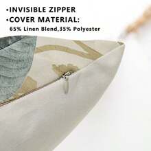 1 Pieza Funda De Almohada Con Estampado De Hojas Sin Relleno, Funda De Almohada Cuadrada De Estilo Simple Para Decoración Del Hogar, Funda Universal Para Cojín De Cuatro Estaciones Para Sala De Estar Y Dormitorio - Verde - Ver 5