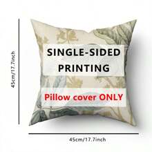 1 Pieza Funda De Almohada Con Estampado De Hojas Sin Relleno, Funda De Almohada Cuadrada De Estilo Simple Para Decoración Del Hogar, Funda Universal Para Cojín De Cuatro Estaciones Para Sala De Estar Y Dormitorio - Verde - Ver 3