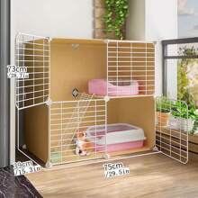 Yellow Indoor Cat Cage For Kittens With Free Space, Double Decker Design - Yellow - View 2