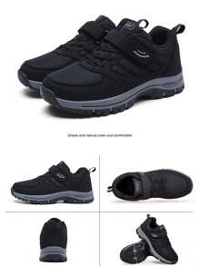 舒适防滑系带老年步行鞋，男女款，休闲运动、跑步、户外鞋，网布和PU材质，送给父母的礼物 - 黑色 - 查看 2