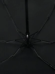 1把手持伞，黑色底色，金色爱心图案，简约时尚，六折设计，迷你轻便，开合方便，可轻松放入口袋或包包，晴雨两用，可阻挡紫外线，加厚伞布，加厚黑色胶水，加固伞架 - 黑色 - 查看 3