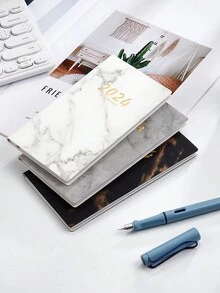 2024 Diary, 365 Days Of Time Management And Weekly Planning A6 Pu Leather Notebook, Efficiency Handbook - Grey - View 5