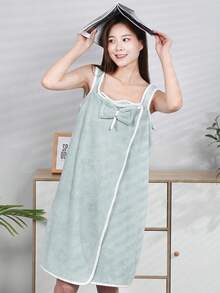Towel Robe Bathroom Outlet Bedroom With Buttons Bow Detail Absorbent Soft - Grey - View 7
