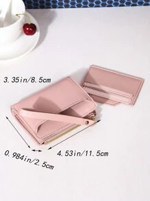 Letter Graphic Two Tone Pocket Wallet Small ID Window Bifold Women Wallet School Supplies For School Dorm Room Hot Pink Wristlet Wallet For Women Wallet Purse Wallet Small Wallet - Pink - View 5
