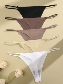FINETOO 5pcs Women's Sexy Simple Seamless G-String - Multicolor - View 2