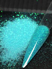 RIKONKA 10克彩虹指甲藝術閃粉,閃耀度高的鉻顏料,可用於自製指甲設計飾品和用品 - 淺藍色 - 查看 3