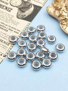 20/100Pcs Brass Rubber Beads Stopper Beads Stopper Positioning Spacer Beads Adjustable Slider Clasps Round Beads Insert Rubber For Bracelets Jewelry Makings - Silver - View 8