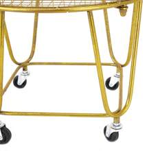 Gold Metal Deep Set Metal Mesh Laundry Basket Storage Cart with Wheels - Gold - View 5