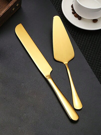 1pc/2pcs Stainless Steel Cake Shovel, Bread Knife, Dessert Knife, Wedding & Birthday Cake Shovel, Pizza Shovel Back To School