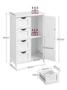 VASAGLE Bathroom Storage - White - View 7