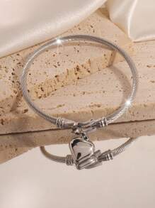 1 pièce Bracelet ours avec boucle de fer à cheval en acier inoxydable de design léger et luxueux, convenable pour cadeau de vacances à sa petite amie