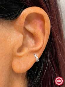 SereneSpark 1 Pc Single 925 Sterling Silver Single Cartilage Piercing Earrings Earrings Unisex Dating Jewelry - Silver - View 2