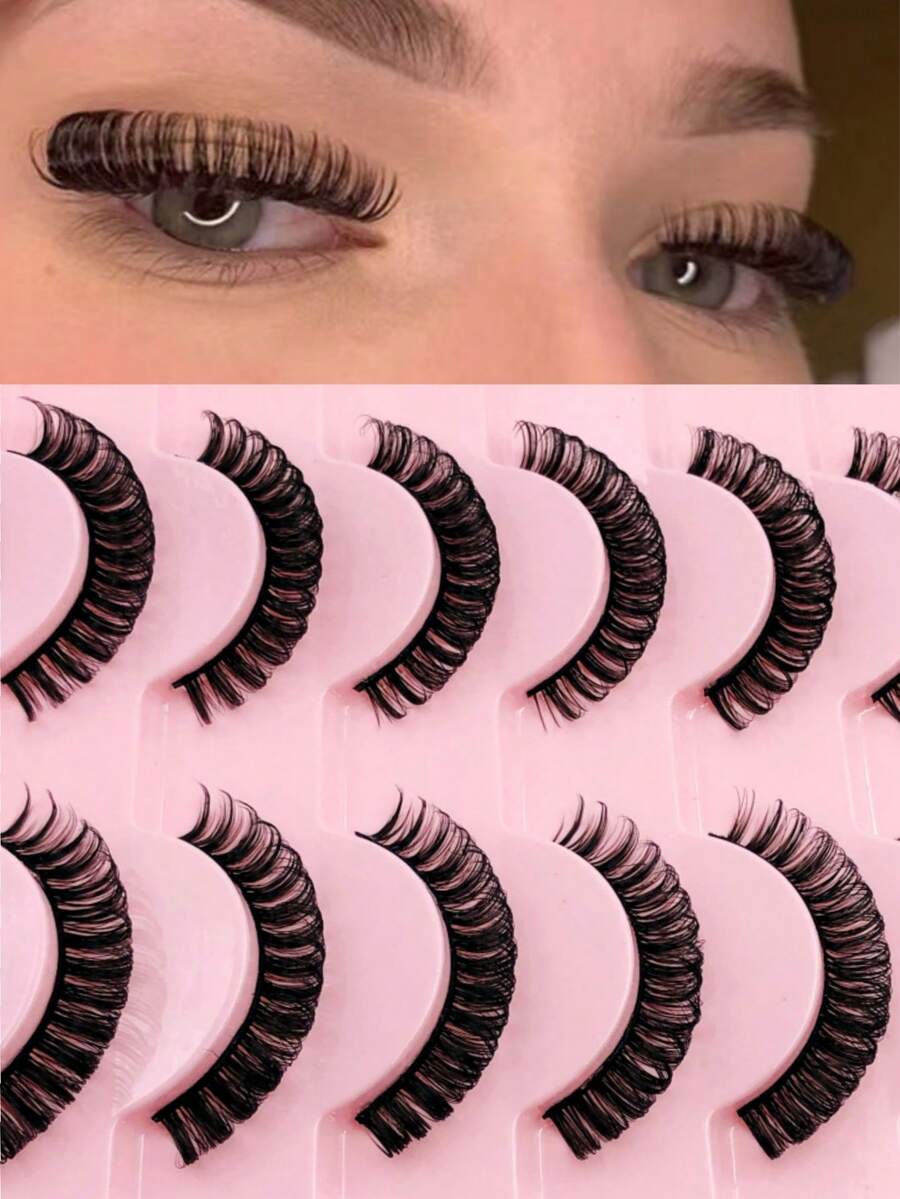 Asiteo 10 Pairs Russian Lashes, D Curl Thick & Dense, Natural & Fluffy Makeup, Create Messy Chic Look - 黑色 - 查看 1