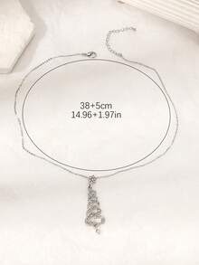 1pair Sophisticated Colorful Micro Inlaid Christmas Tree Earrings, Perfect For Women's Christmas Party - Silver - View 3