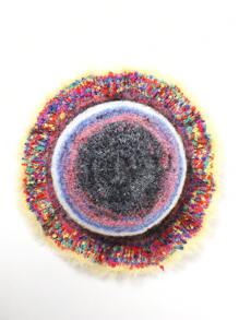 1頂復古經典色條紋針織魚夫帽,邊緣有褶皺,適用於秋冬日常穿著及保暖 - 黃色 - 查看 5