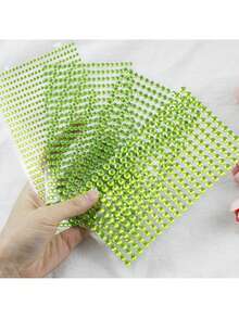 Finego 1799 件 4 張水鑽貼紙 3/4/5/6 毫米自黏水鑽寶石適用於臉部眼睛化妝頭髮身體 - 綠色 - 查看 4