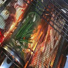 1pc BBQ Rolling Grill Basket, Stainless Steel Grilled Cage, Round BBQ Grill Mesh For Vegetable Fries Fish, Portable Barbecue Cooking Grill Net, Grilling Baskets For Outdoor Grilling, Outdoor Camping Grilling Rack, Camping Picnic Cookware - Silver - View 5