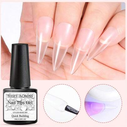 8ml Pegamento Para Puntas De Las Uñas Para La Extensión Rápida De Las Puntas Postizas De Las Uñas, 3 Funciones En 1, Esmalte Transparente Para Uñas De Gel De Remojo Rápido