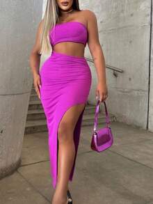 Women Dresses - 玫紅色 - 查看 3