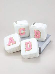 1入組紫色攜帶式旅行首飾收納盒,適用於項鍊、戒指、耳環、耳釘和其他小配飾 - 白色 - 查看 3