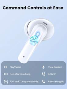 ZINGBIRD ノイズキャンセリング Anc & Enc ワイヤレスイヤホン Bluetooth 5.3 ヘッドセット Ipx7防水 30時間再生 高音質 マイク内蔵 ホワイト - ホワイト - チェックする 4