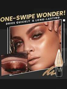 5pcs/Set Shiny Rhinestone Eyeliners Waterproof Eyeshadow Rose Gold Silver Color Glitter Sequin Eyeliner Eye Shadow Makeup Y2K Beauty Cosmetics - Khaki - View 6