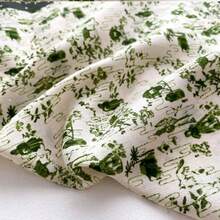 1pc House, Tree, Flower Pattern Square Scarf For Women, 65×65cm Thin Herringbone Velvet Neckwear - Green - View 3