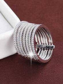 1 Miếng Đơn giản 7 Ban nhạc Thiết kế Đồng Vòng rộng Với CZ đá Chỉnh trang - Nhiều màu - Xem 7