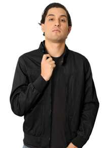 Chamarra Cazadora Hombre Tipo Bomber Algodon Moda - Negro - Ver 4