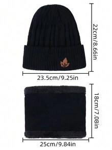 Winter Warm Knitted Hat & Scarf Set For Daily Life, Home, Outdoor Activities, 1pc Winter Cycling Hat - Black - View 2