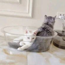 1pc Transparent Baby Bath Tub, Can Be Used For Newborn Babies, Extra Large, Can Be Used As A Wash Basin, Thickened, Large Washing Foot Basin, Thickened, Suitable For Cats, Dogs, And Litter Boxes Of Many Other Animals, Suitable For Pets Bathing And Showering, Suitable For Bathing Your Cat, Dog, Puppy, Rabbit In Order To Prevent Them From Running Away, Can Also Be Used As Litter Boxes - Clear - View 6